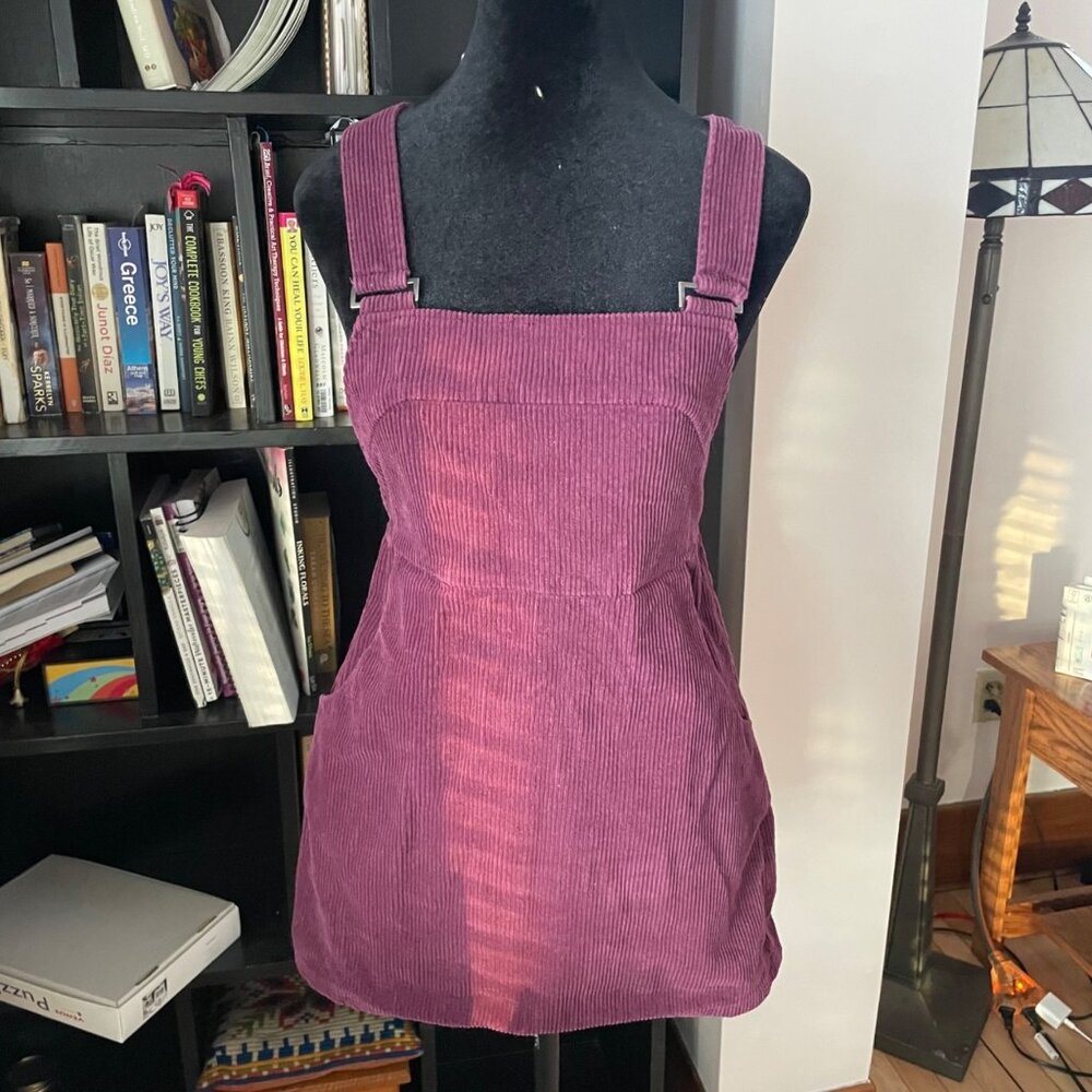 Y2K Empyre Cotton Blend Purple Corduroy Overall Dress S Cottagecore Boho Fall